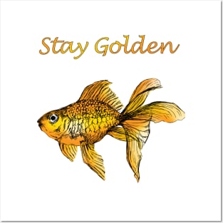 Stay golden - Goldfish quote print Posters and Art